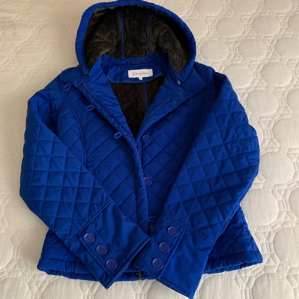 Cerulean blue Calvin Klein winter jacket